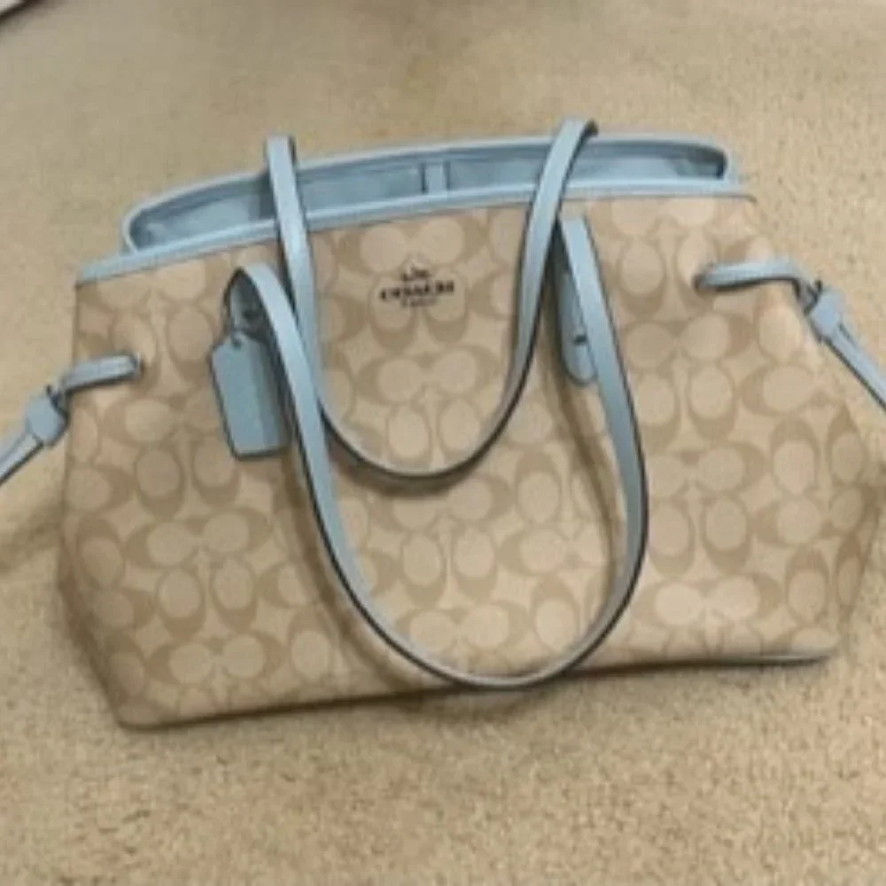 Coach | Bags | Coach Beige Light Blue Purse | Poshmark